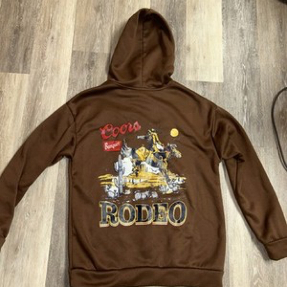 Coors Rodeo Sweatshirt Hoodie Mens Medium Brown